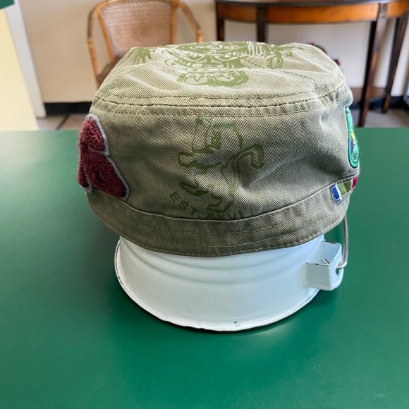 Army Green Militia Patchwork 70's Style Ball Cap Hat - Picture 4 of 6